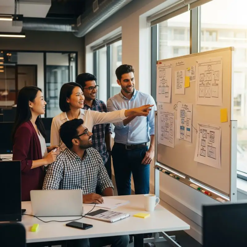 team-collaborating-at-white-board-by-desk-800